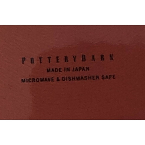 2 Pottery Barn Asian Square Blue 10.5 Red 8.25 Plate Tan Edge Dishes Japan - Picture 6 of 7